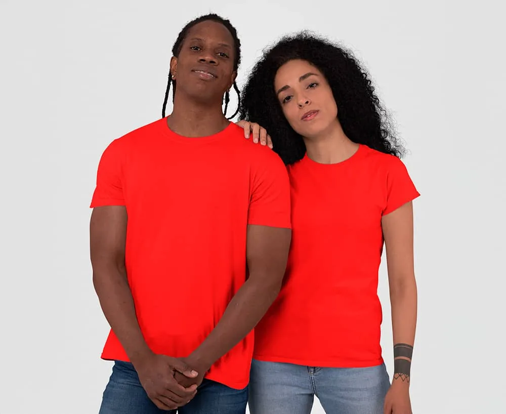 Camiseta cuello redondo roja para dotación